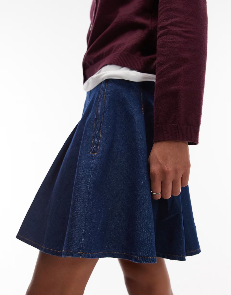 ASOS ASOS DESIGN denim pleat mini skirt in indigo - 4