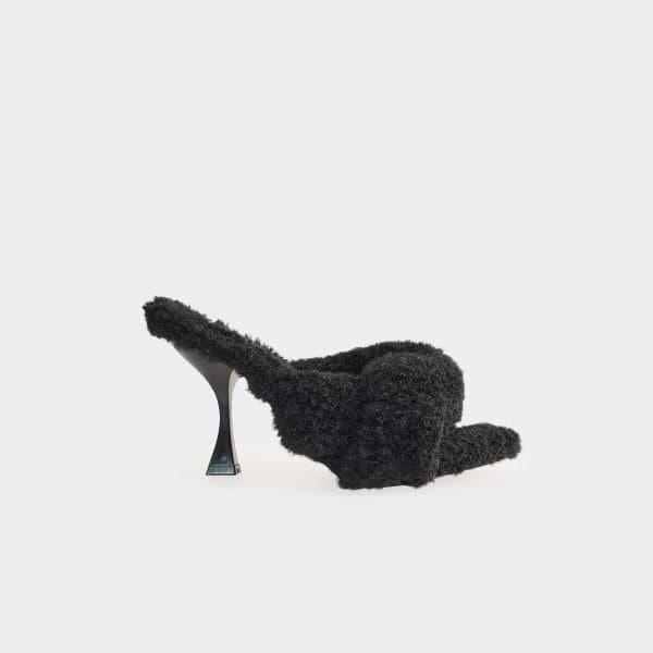 EGO EGO Luxe Faux Fur Cross Over Heeled Mule in Black