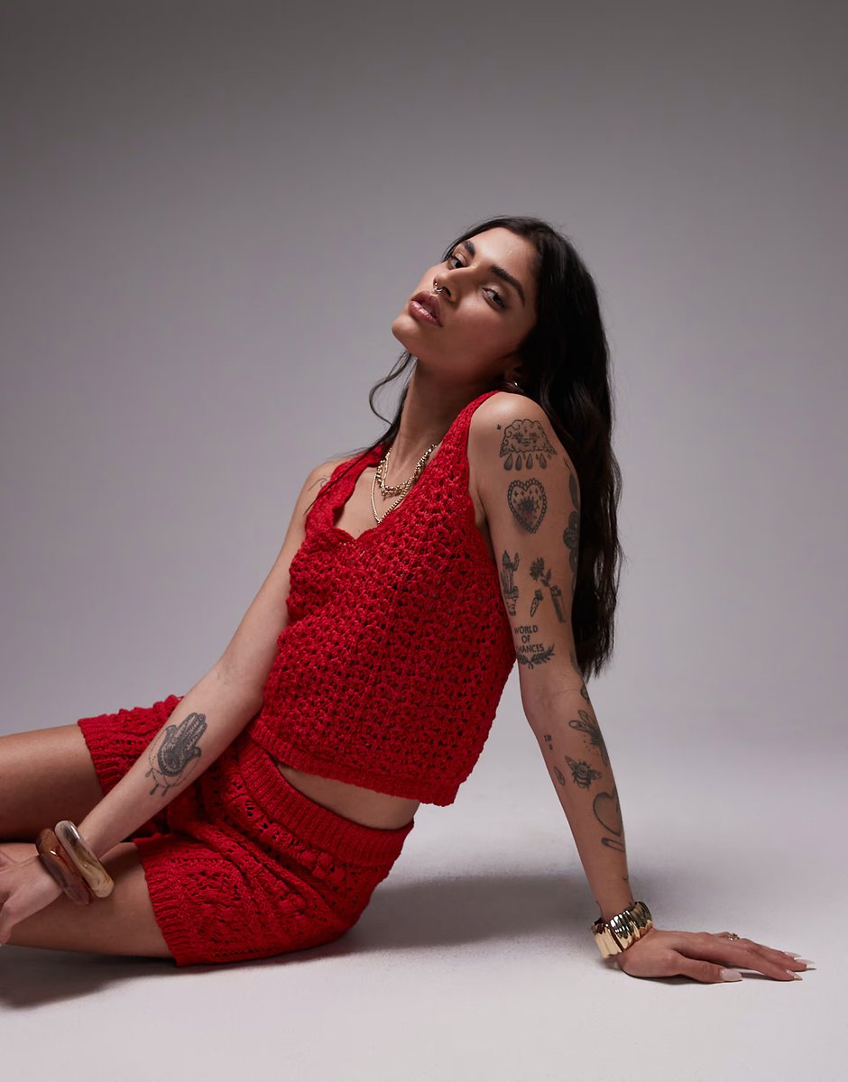 ASOS Topshop knitted co-ord stichy short and tank - 3