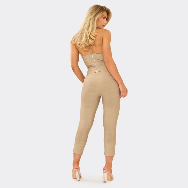 EGO High Waist Capri Leggings In Stone Bandage, Women's Size UK 6 - 2