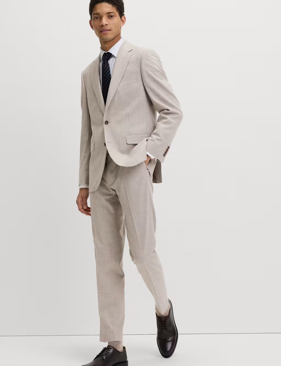 Marks & Spencer M&S Tailored Fit Grid Check Jacket Neutral - 2