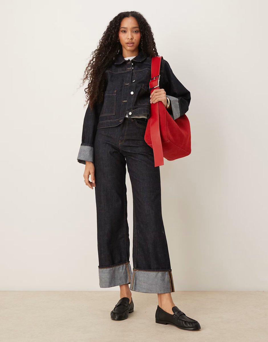 ASOS JJXX Tokyo fold up detail denim set in dark blue - 1