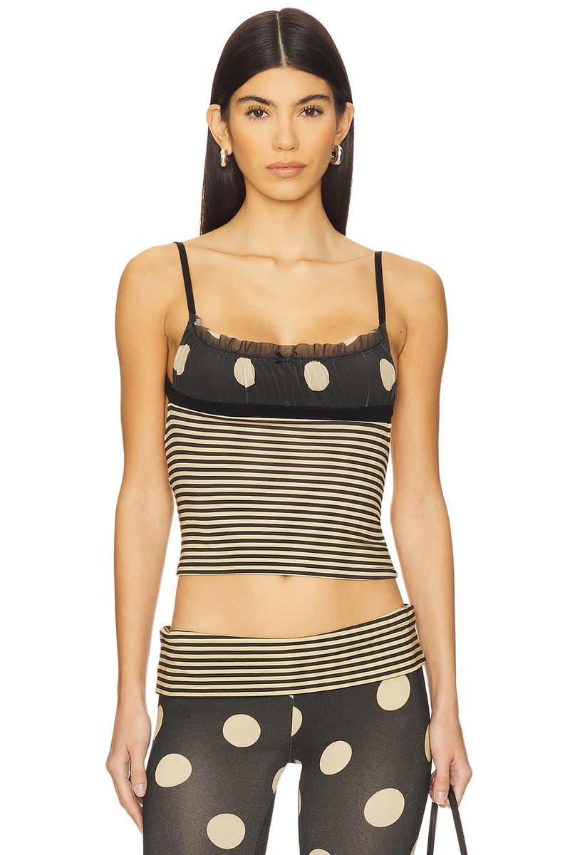 revolve Revolve Polka Dot Stripe Ruched Top