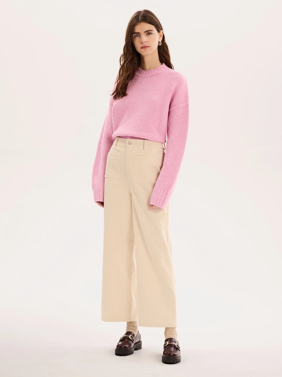 OMNES Orielle Cropped Cord Trouser in Ecru - 2