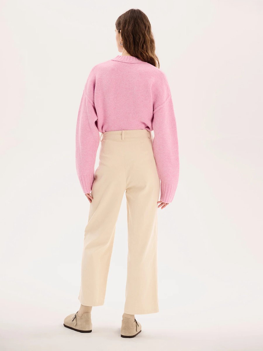 OMNES Orielle Cropped Cord Trouser in Ecru - 3