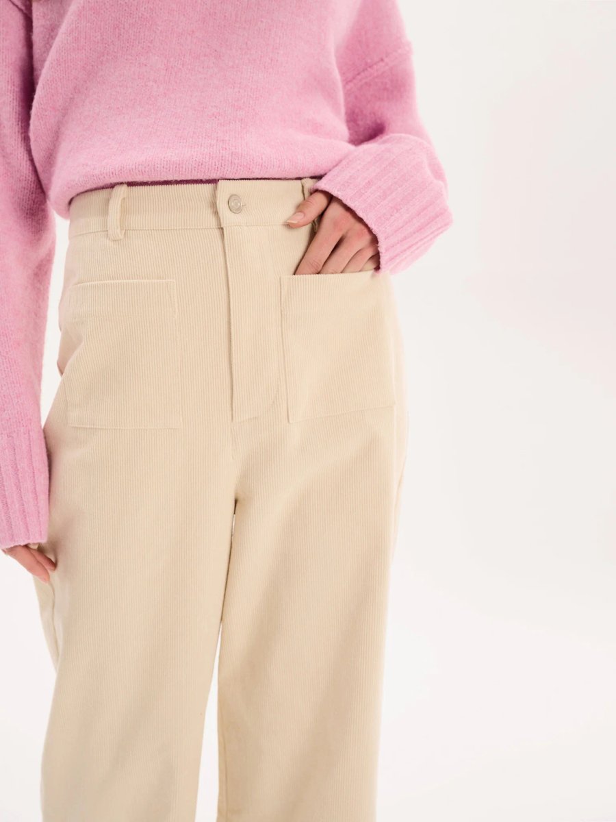 OMNES Orielle Cropped Cord Trouser in Ecru - 4