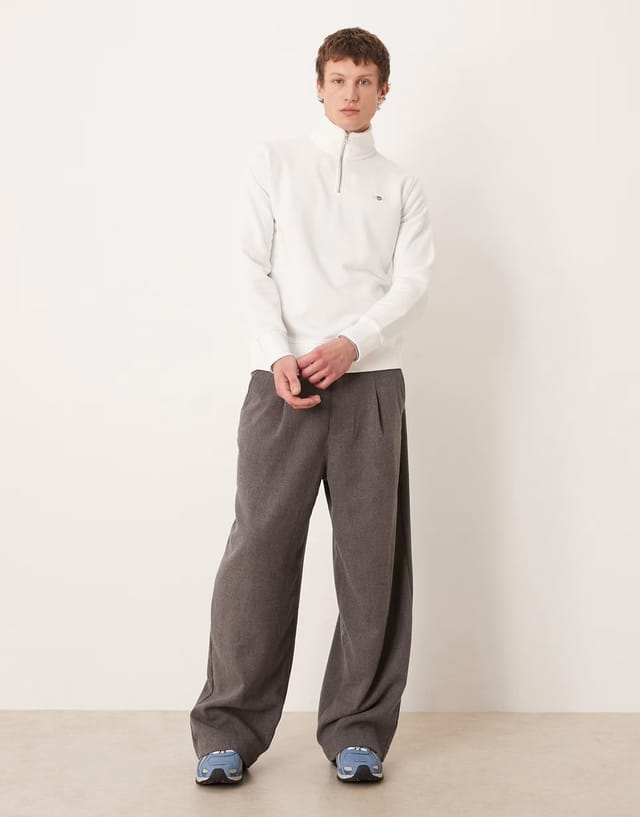 ASOS Gant 3/4 zip up sweat in white - 2