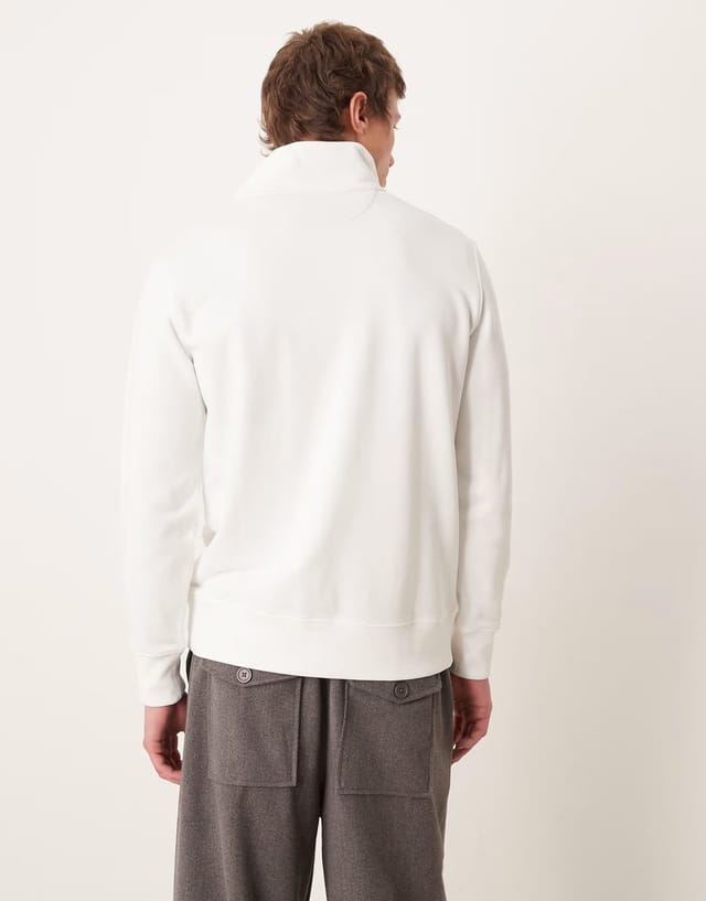 ASOS Gant 3/4 zip up sweat in white - 3