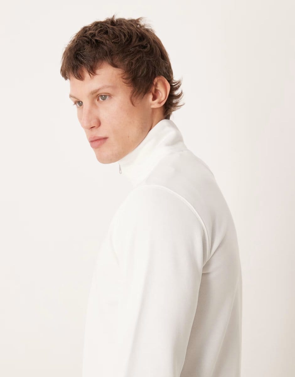 ASOS Gant 3/4 zip up sweat in white - 4