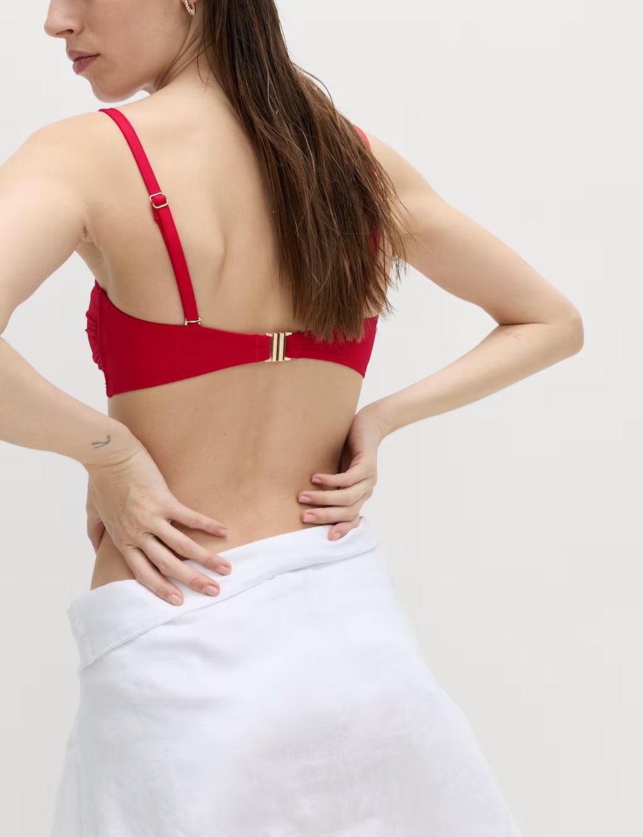 Marks & Spencer M&S Padded Twist Front Bandeau Bikini Top Lacquer Red - 2