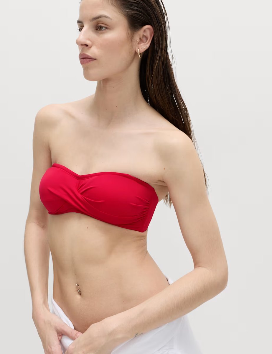 Marks & Spencer M&S Padded Twist Front Bandeau Bikini Top Lacquer Red - 3