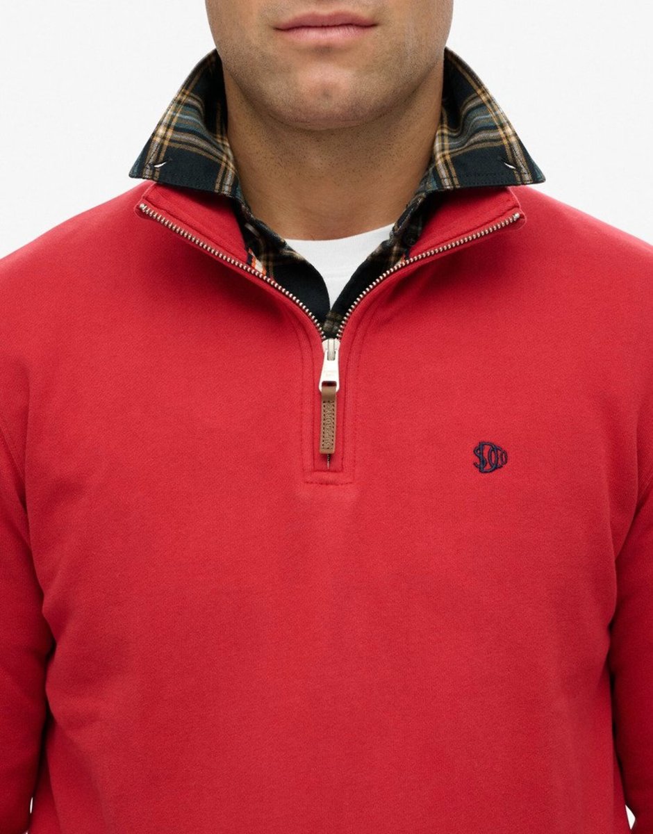 ASOS Superdry Preppy half zip jumper in expedition red - 3