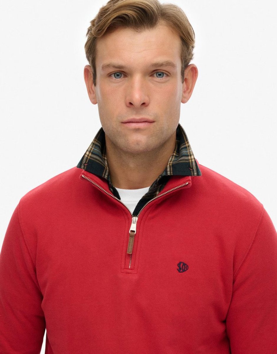 ASOS Superdry Preppy half zip jumper in expedition red - 4