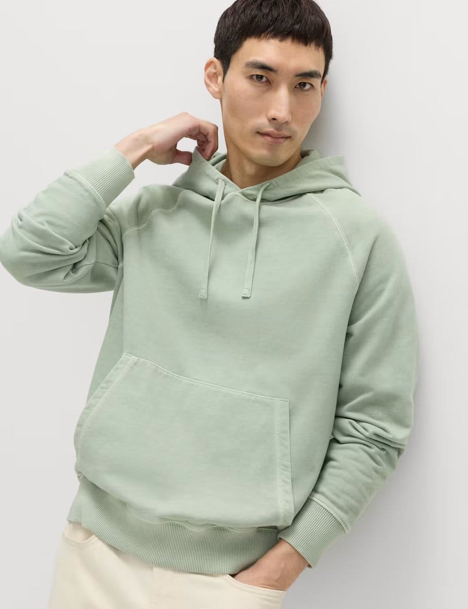 Marks & Spencer M&S Pure Cotton Garment Dyed Hoodie Pistachio - 1