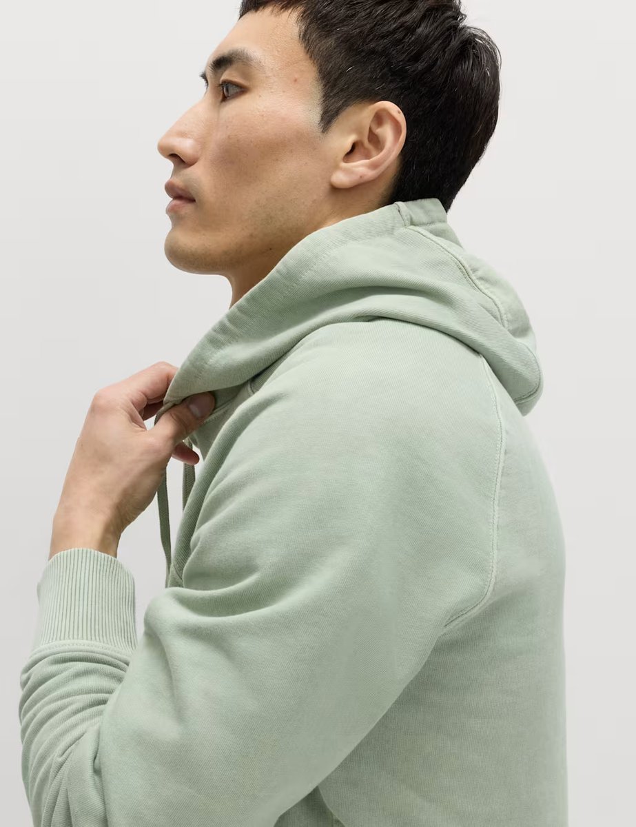 Marks & Spencer M&S Pure Cotton Garment Dyed Hoodie Pistachio - 2