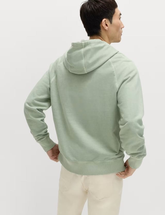 Marks & Spencer M&S Pure Cotton Garment Dyed Hoodie Pistachio - 3