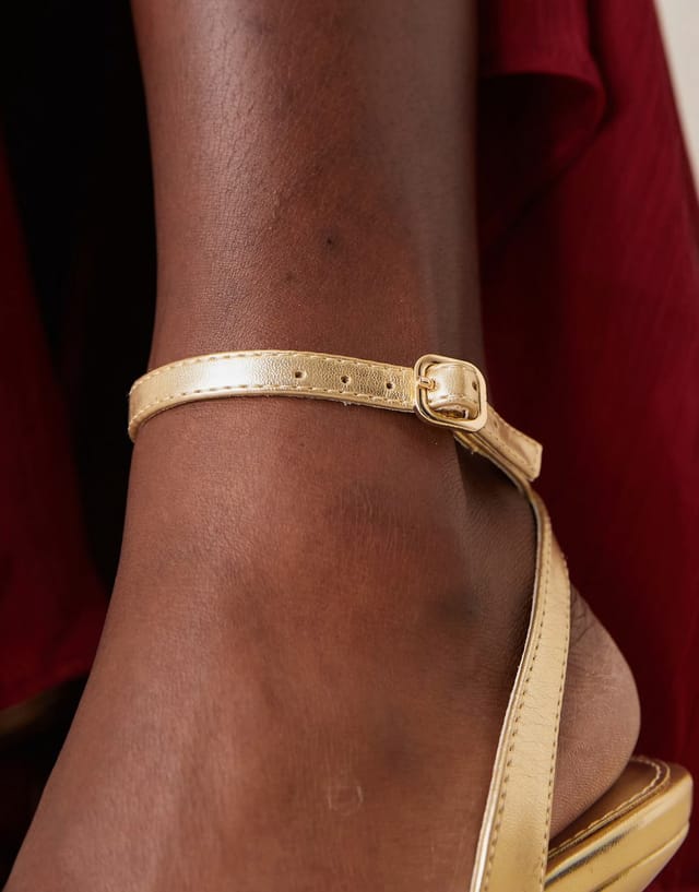 ASOS ASOS DESIGN Hollow barely there heeled sandals in gold - 3