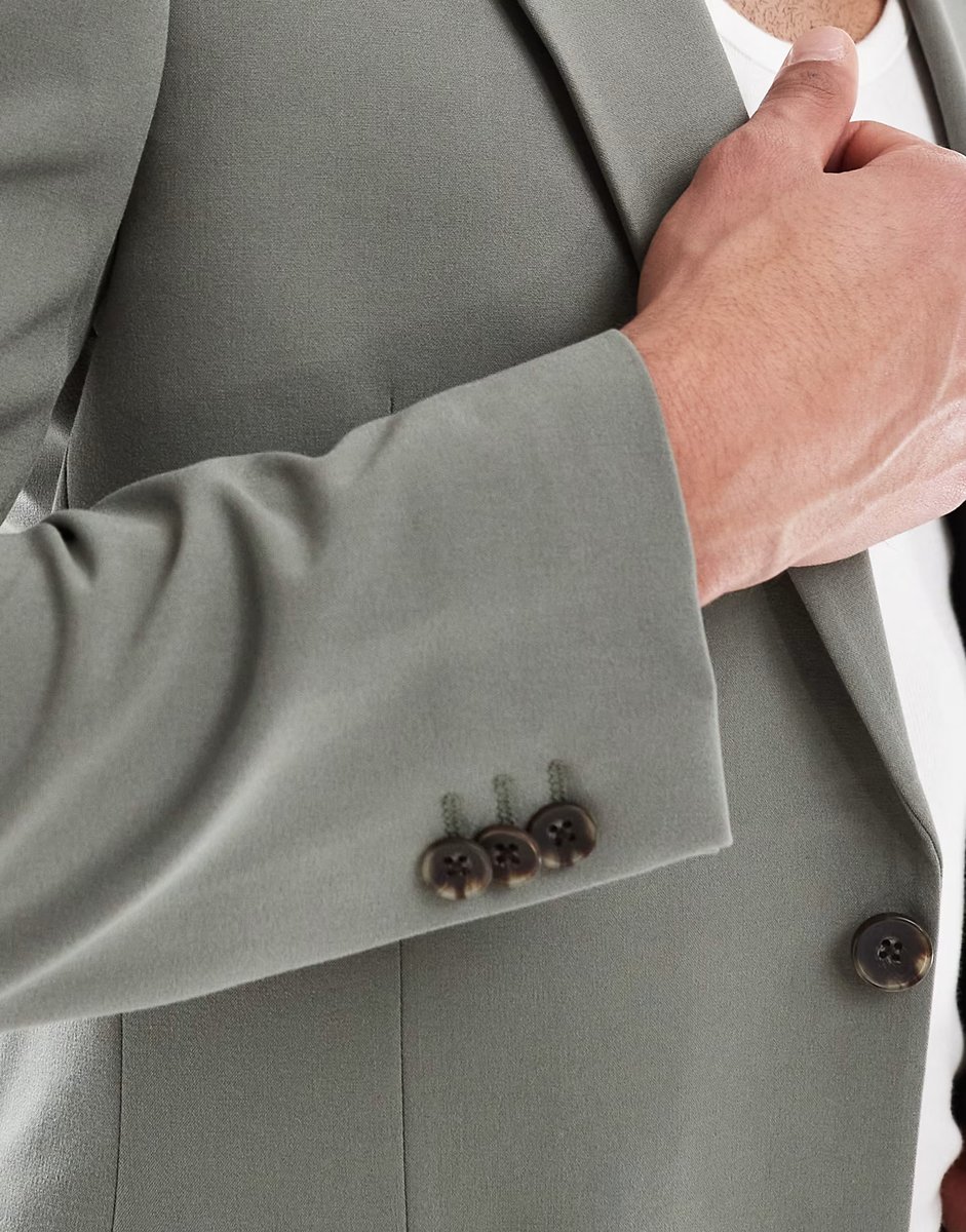 ASOS ASOS DESIGN four way stretch skinny suit jacket in sage green - 4