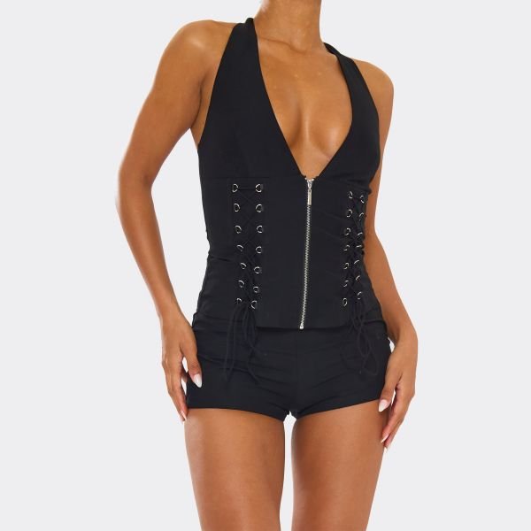 EGO Low Rise Fitted Hot Pants In Black, Women's Size UK 6 - 2