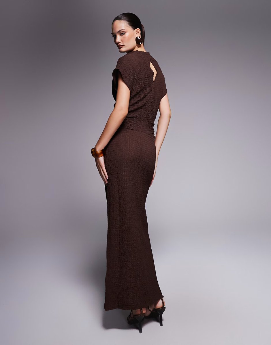 ASOS ASOS DESIGN dropped sleeve maxi dress in chocolate - 3