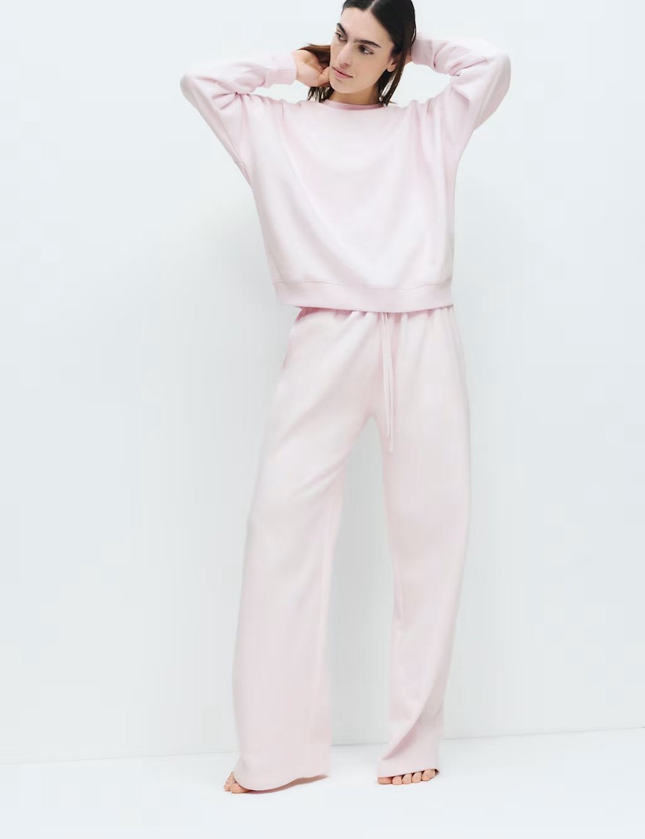 Marks & Spencer M&S Cotton Rich Brushback Sweatshirt Sorbet - 2