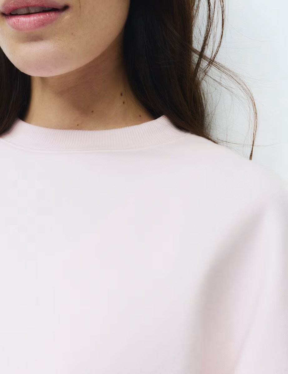 Marks & Spencer M&S Cotton Rich Brushback Sweatshirt Sorbet - 3