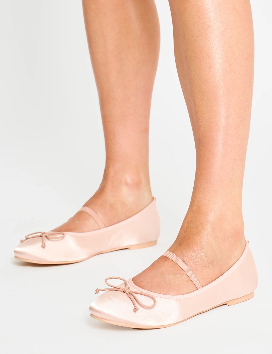 Public Desire Alexia Pink Satin Flat Ballet Pumps - 2