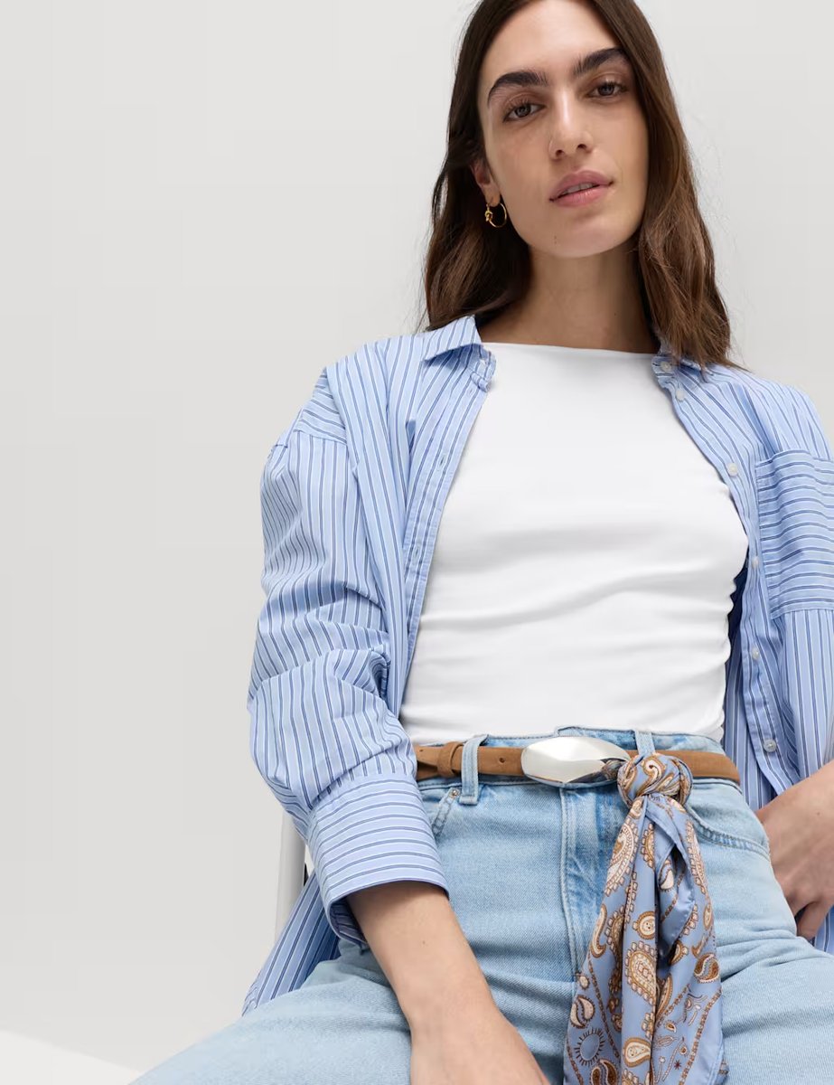 Marks & Spencer M&S Pure Cotton Short Sleeve Ballet Back T-Shirt Soft White - 3