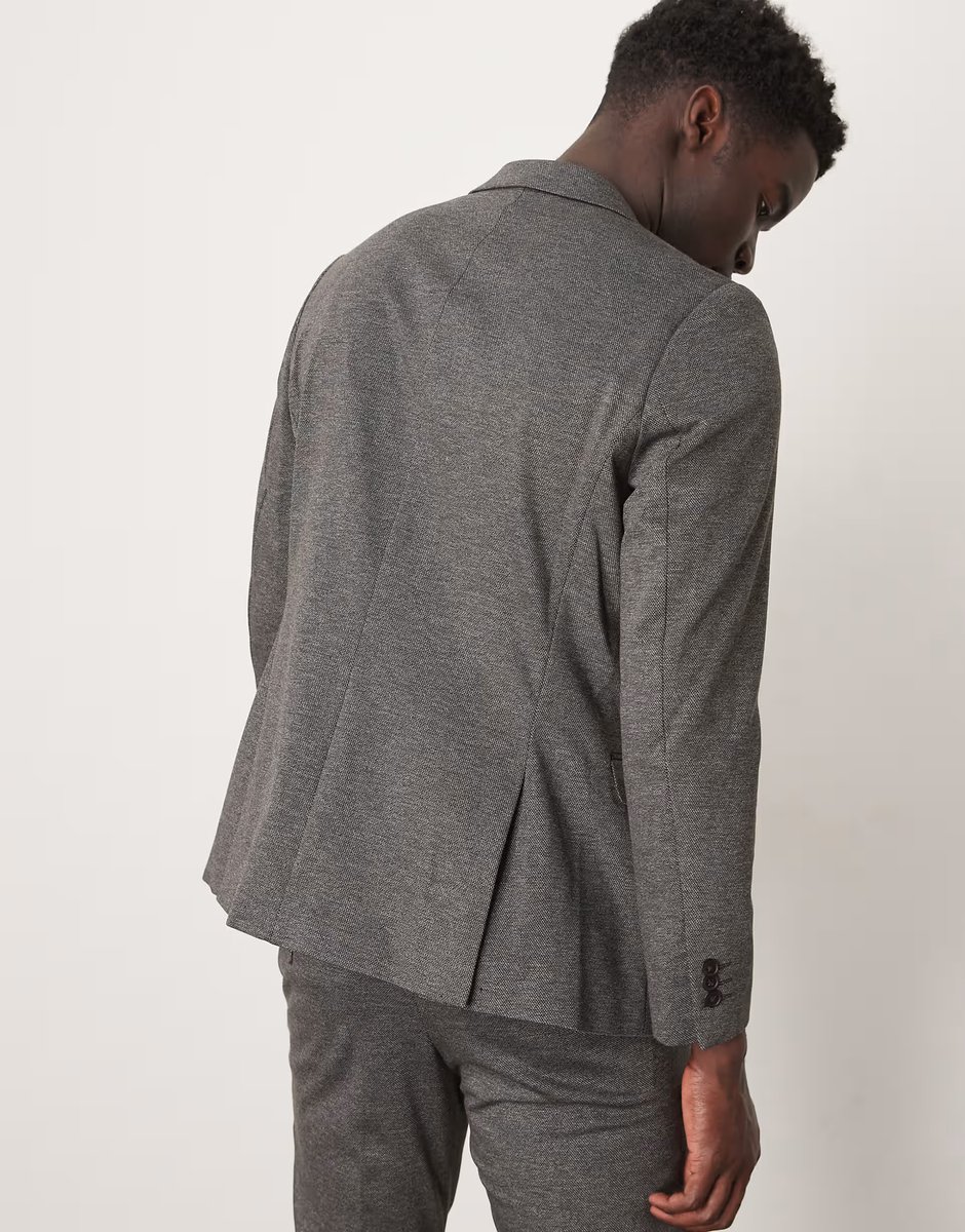 ASOS Selected Noah slim fit jersey suit blazer in dark grey - 2