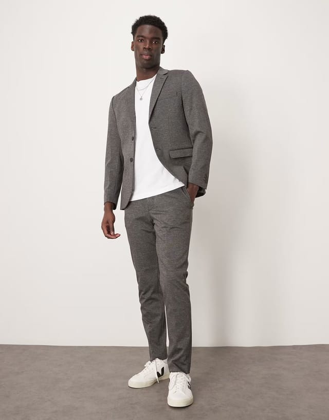 ASOS Selected Noah slim fit jersey suit blazer in dark grey - 3