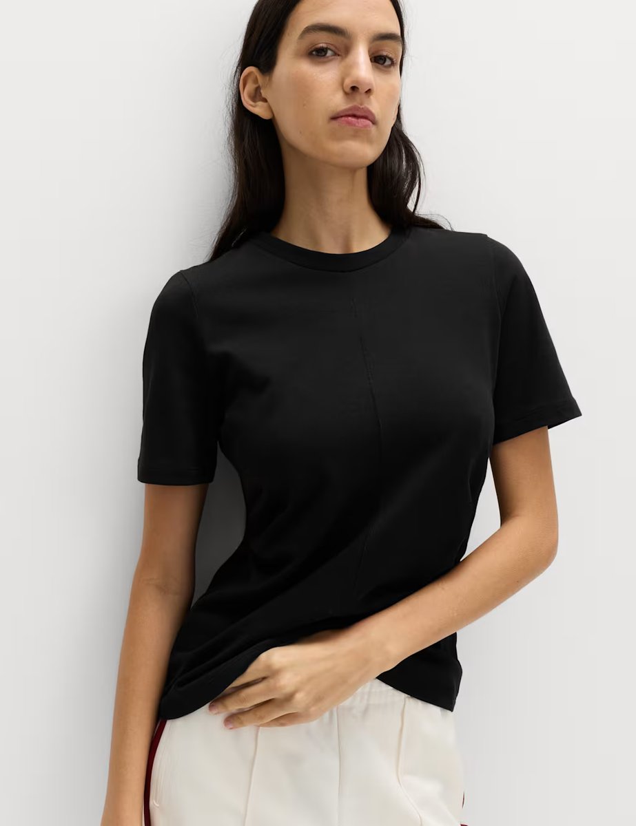 Marks & Spencer M&S Pure Cotton Waisted T-Shirt Black - 2