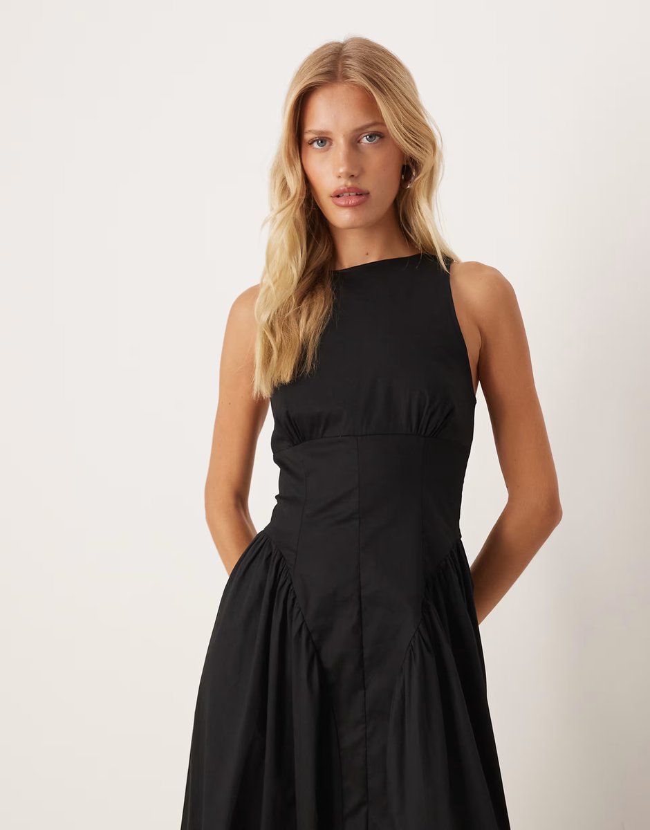 ASOS ASOS DESIGN sleeveless maxi dress with corset detail in black - 4
