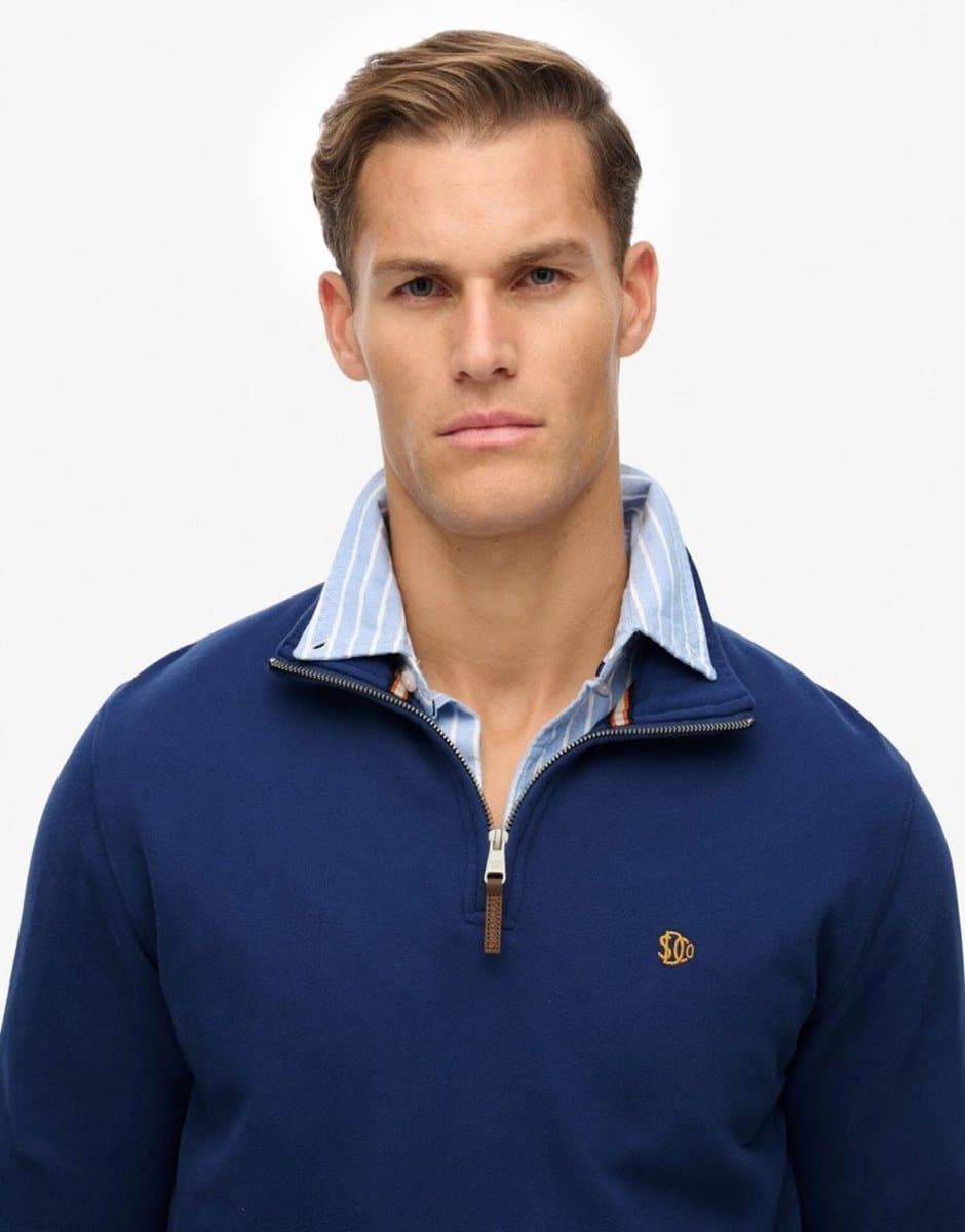 ASOS Superdry Preppy half zip jumper in supermarine navy