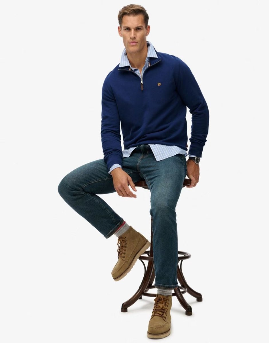 ASOS Superdry Preppy half zip jumper in supermarine navy - 4