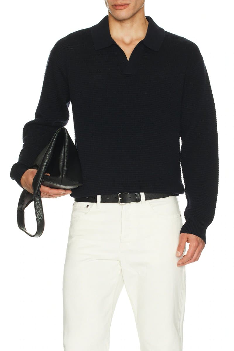 revolve Revolve Dark Navy Textured Wool Cashmere Sweater