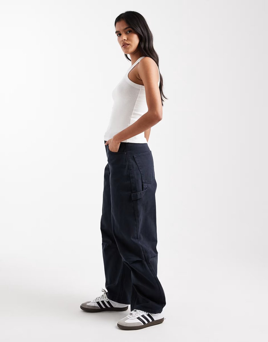 ASOS ASOS DESIGN utility barrel cargo jean in navy co-ord - 3