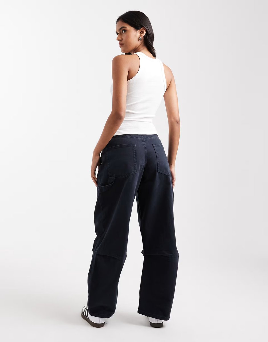 ASOS ASOS DESIGN utility barrel cargo jean in navy co-ord - 4