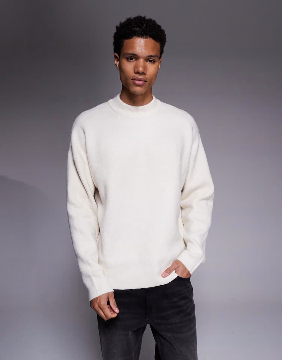ASOS ADPT crew neck knit jumper in cream