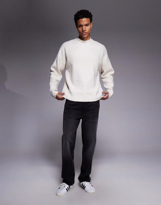 ASOS ADPT crew neck knit jumper in cream - 2