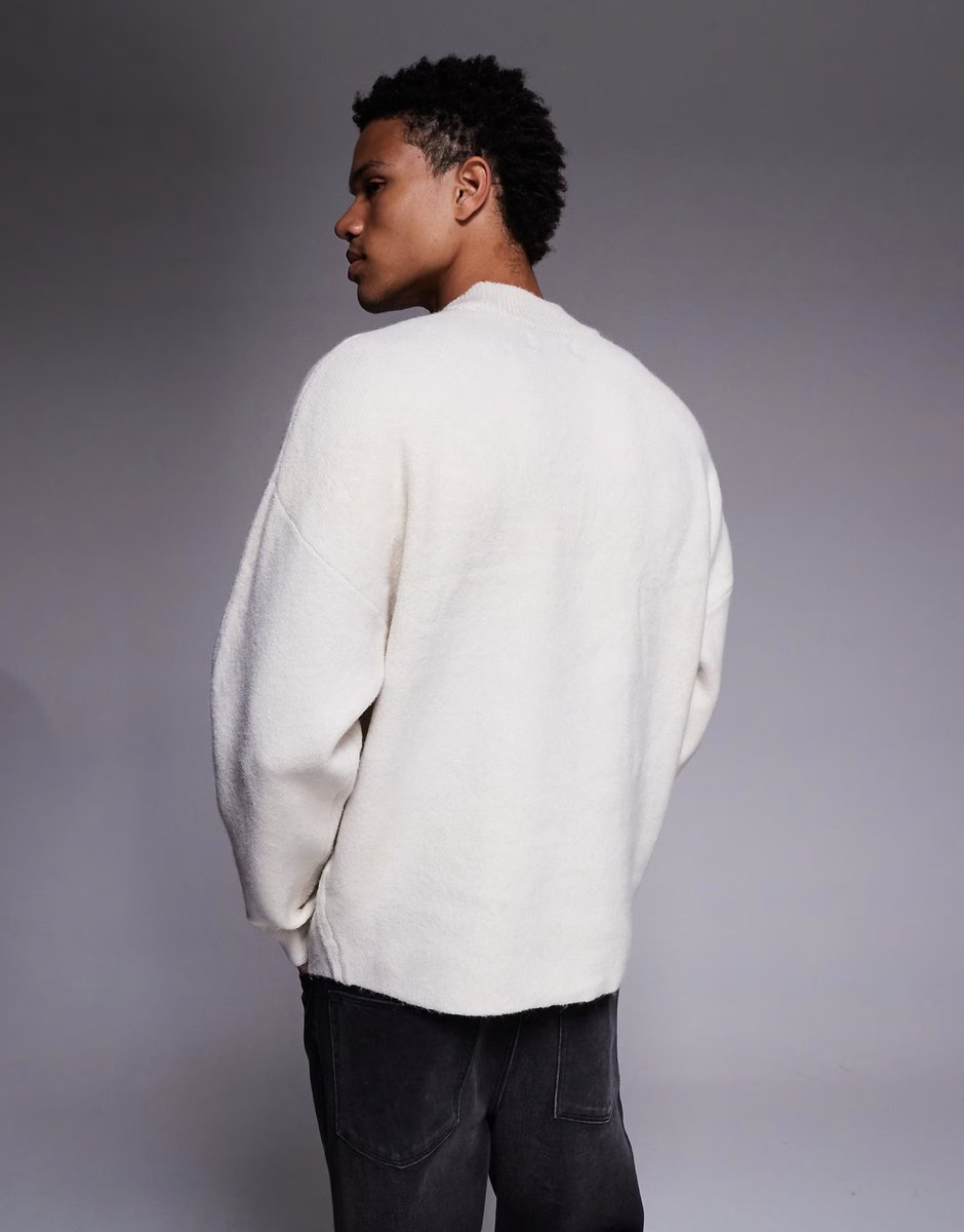 ASOS ADPT crew neck knit jumper in cream - 3