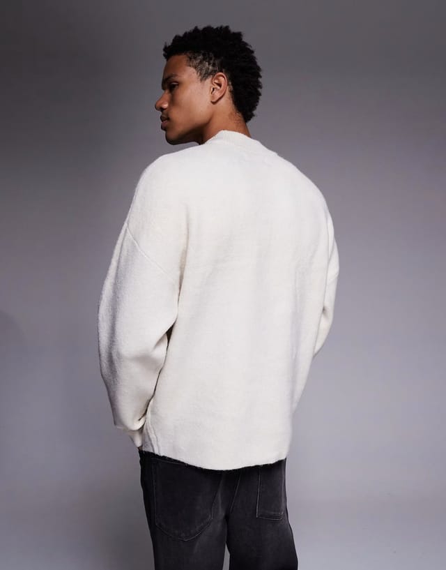 ASOS ADPT crew neck knit jumper in cream - 3
