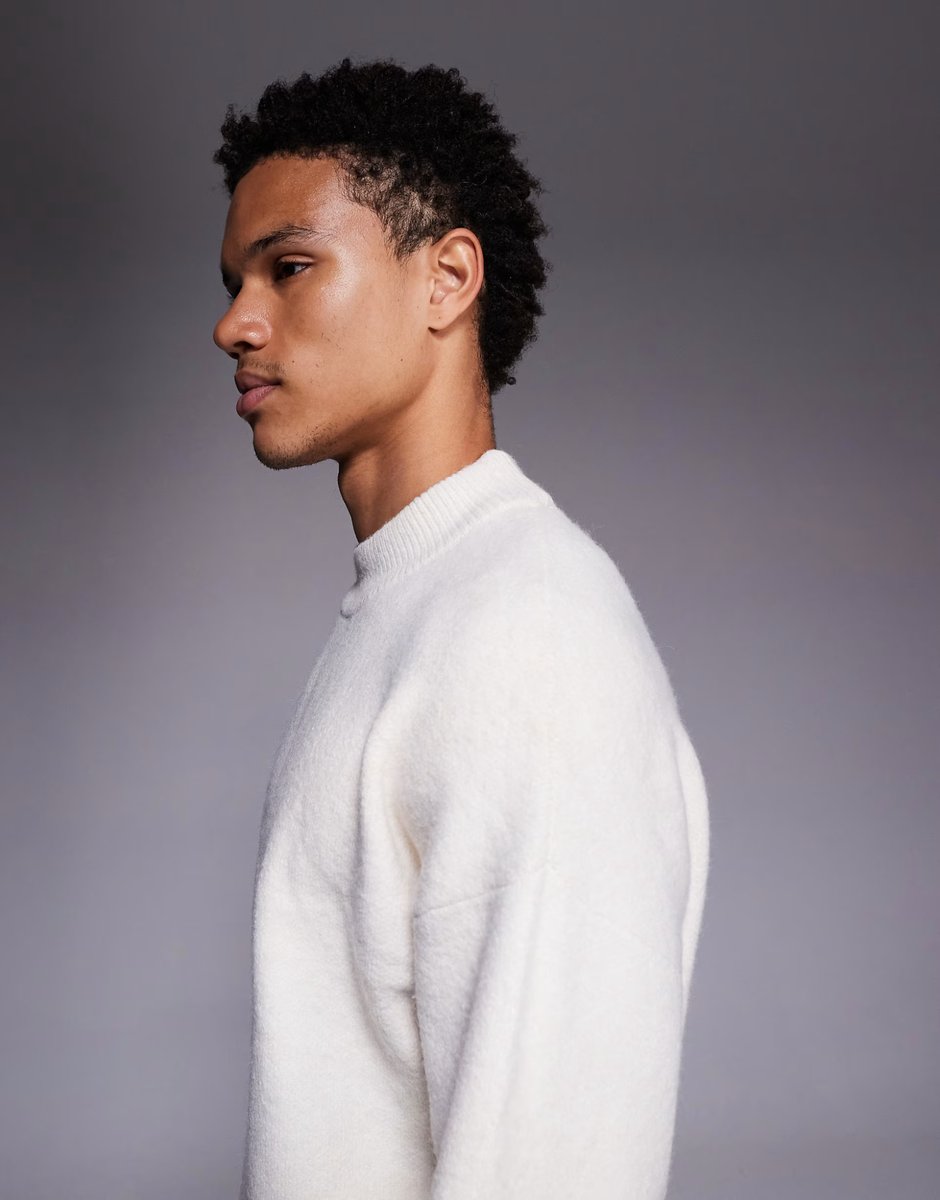 ASOS ADPT crew neck knit jumper in cream - 4