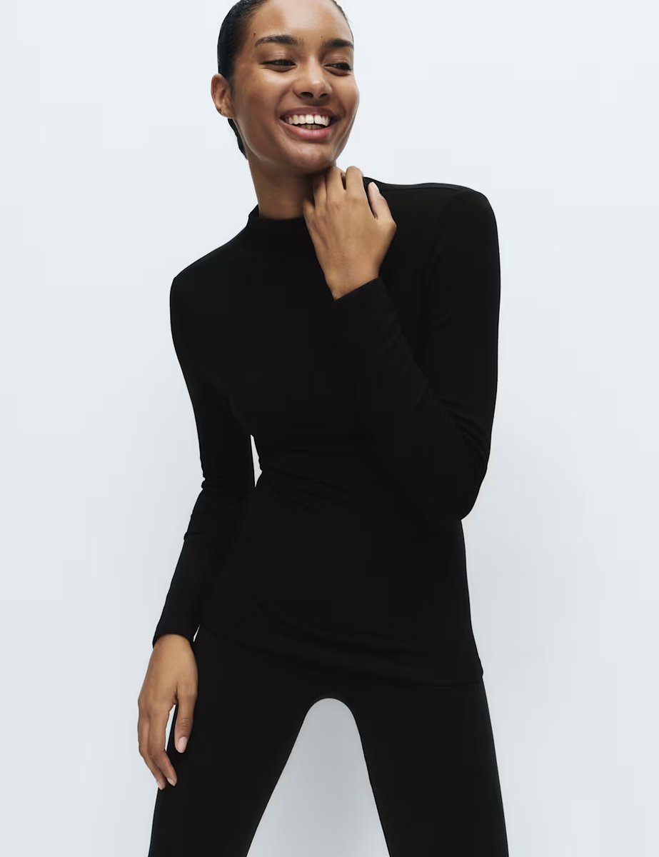 Marks & Spencer M&S Heatgen™ Medium Thermal Mock Neck Top Black - 3