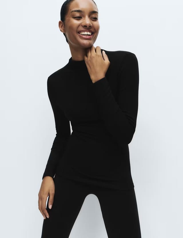 Marks & Spencer M&S Heatgen™ Medium Thermal Mock Neck Top Black - 3