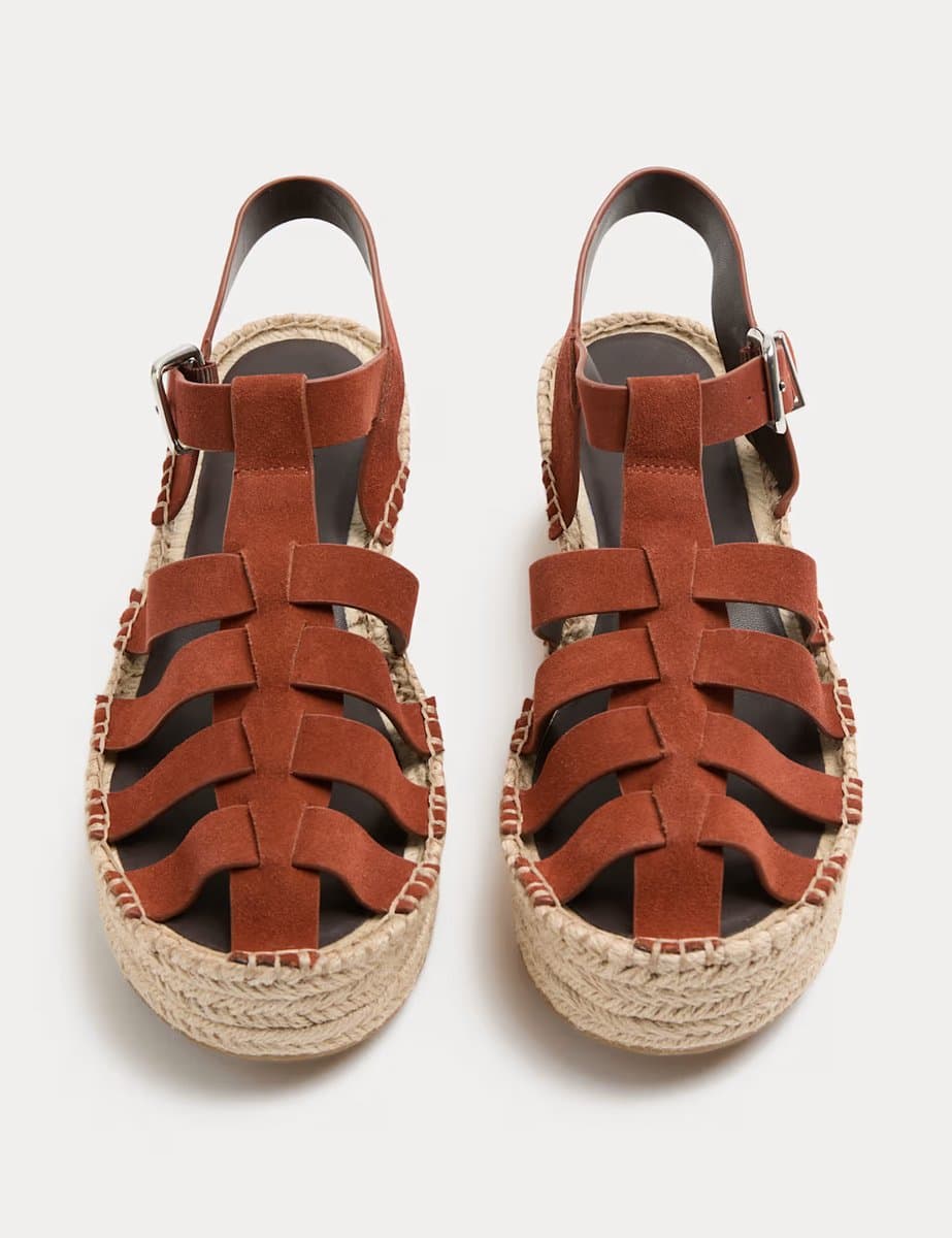 Marks & Spencer M&S Burnt Orange Suede Buckle Fisherman Espadrilles