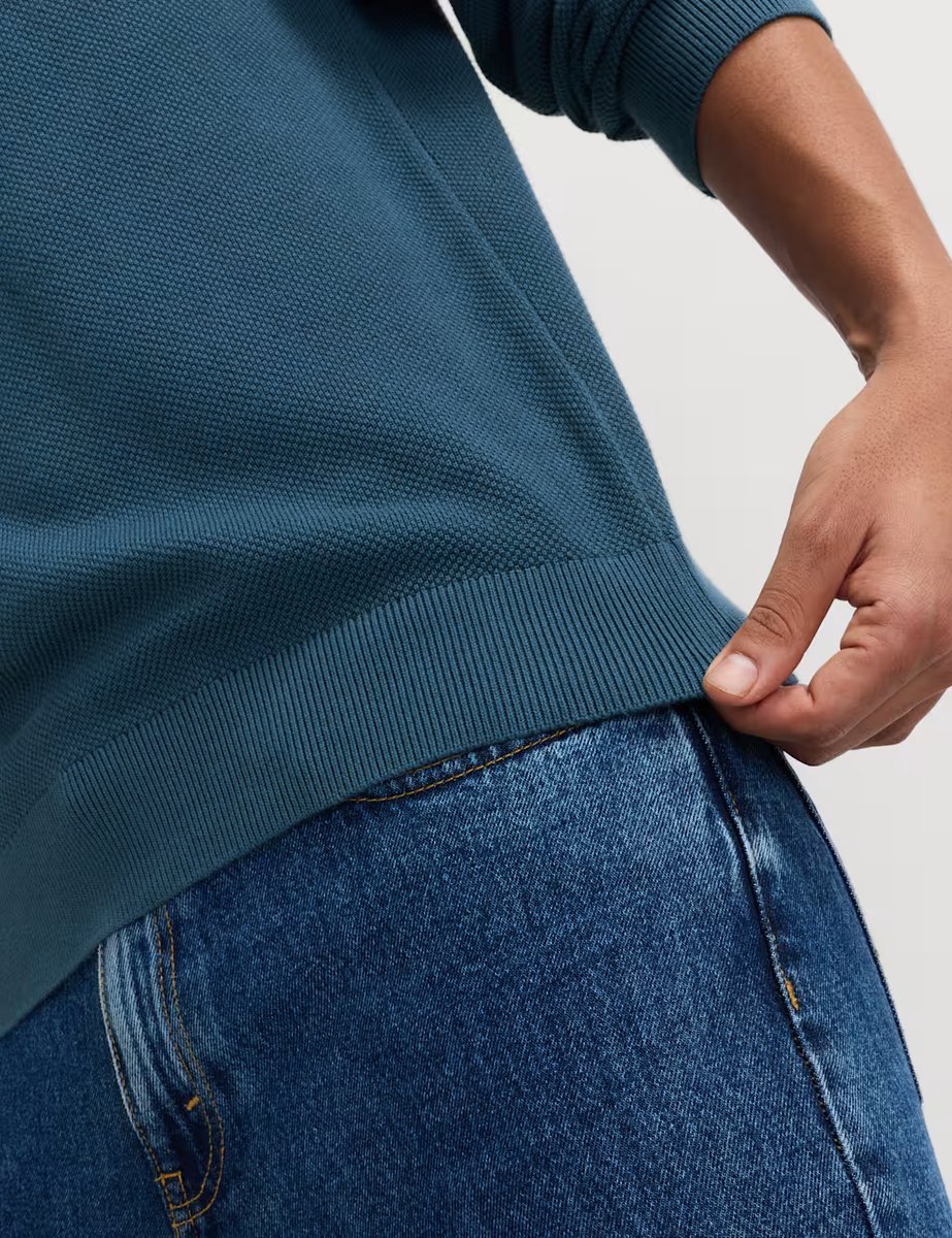 Marks & Spencer M&S Pure Cotton Textured Crew Neck Jumper Chambray - 3