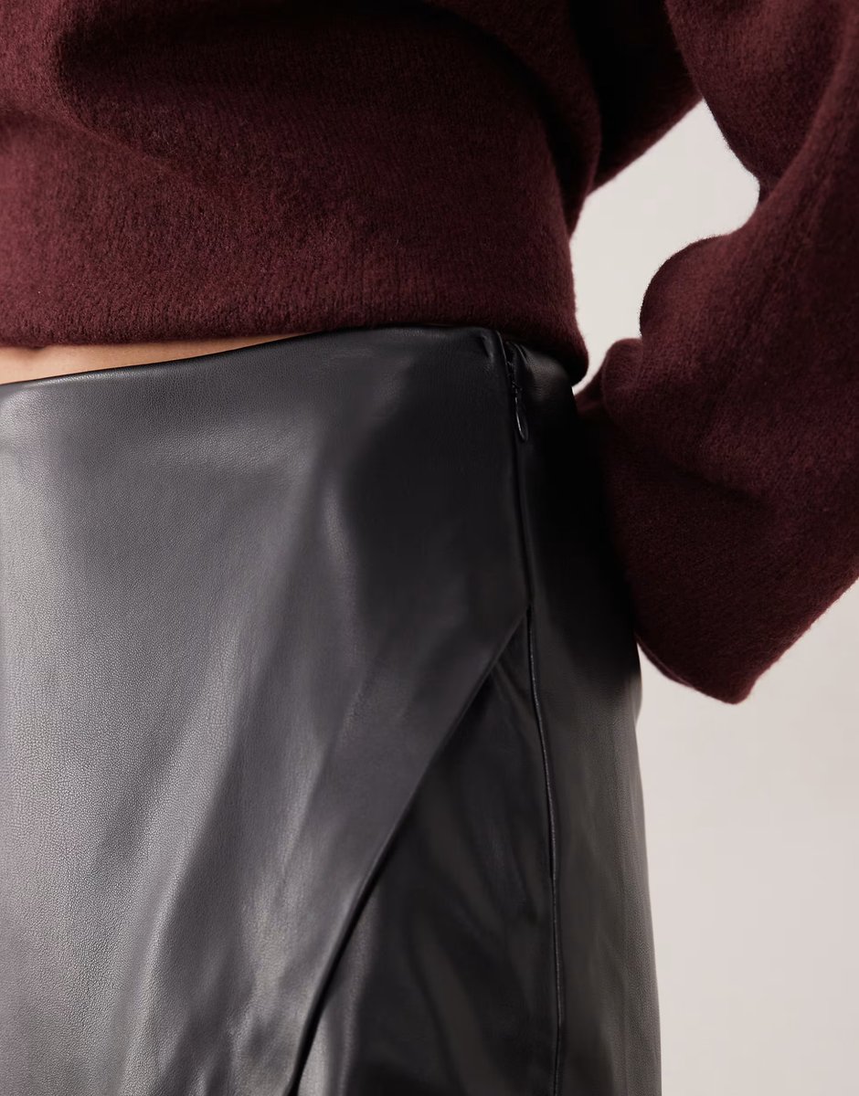 ASOS Mango faux leather mini skort in black - 4