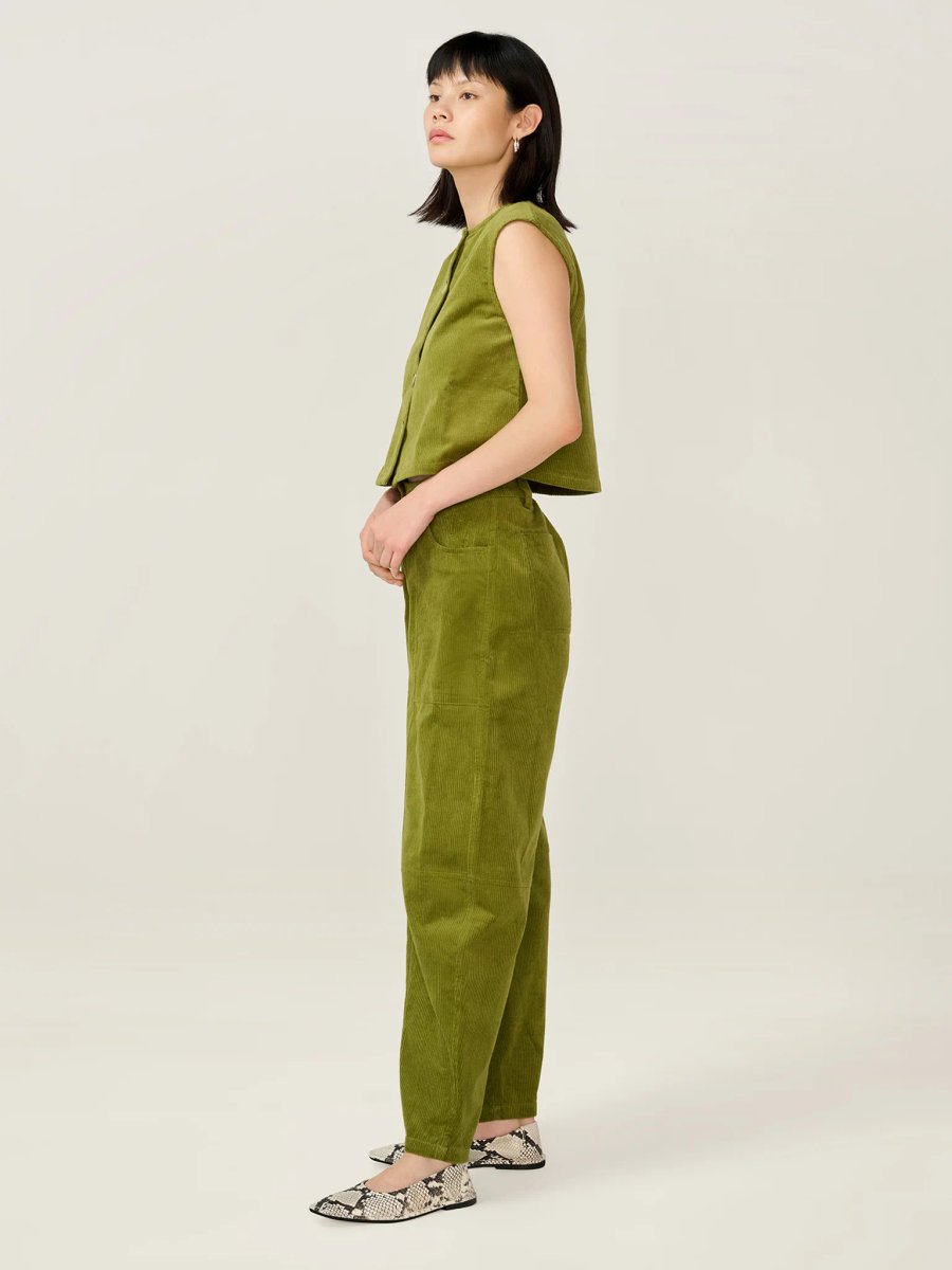 OMNES Cosme Cord Top in Moss Green - 4