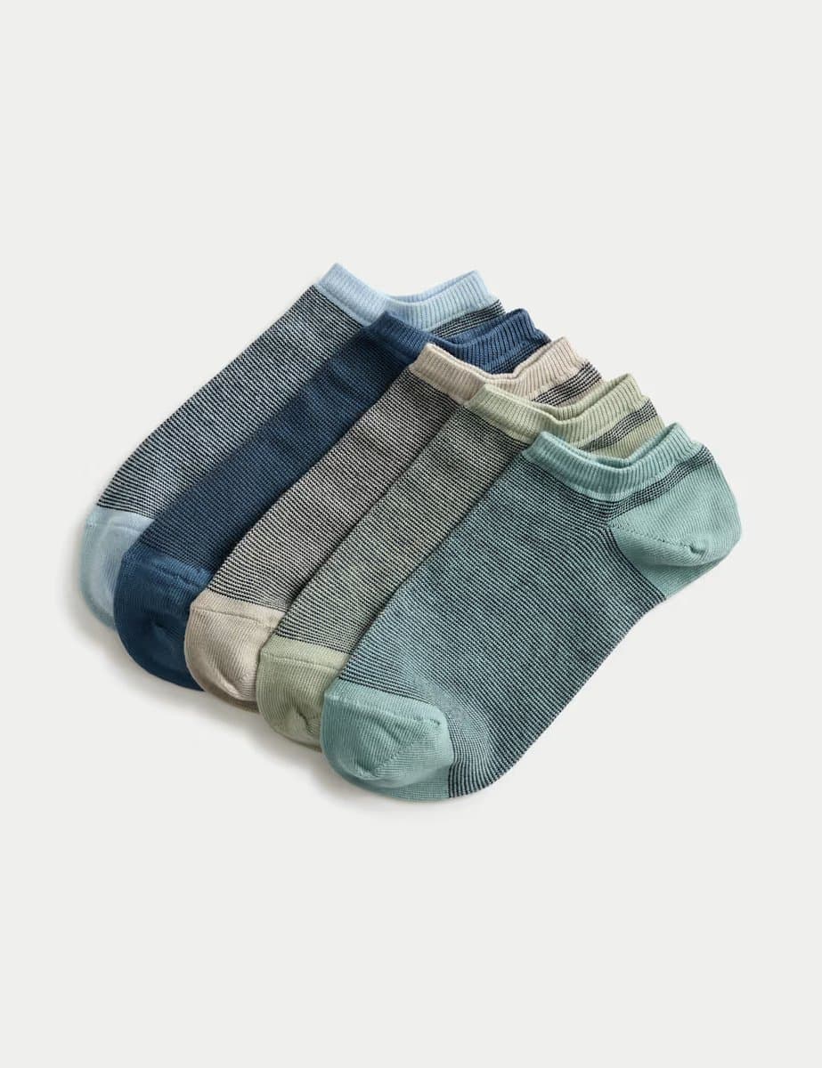 Marks & Spencer M&S 5 Pack Cool & Fresh™ Cotton Rich Trainer Liners™ Multi