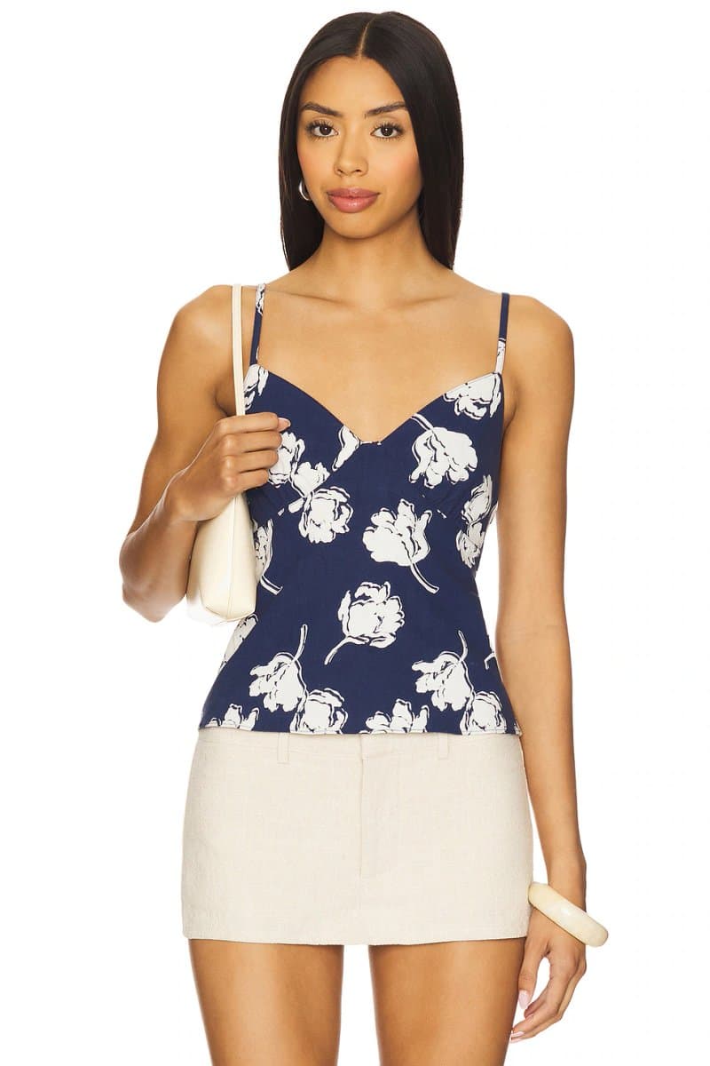 revolve Revolve Floral Print Cami Top in Navy Combo